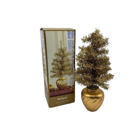 Pier 1 Imports Mini 18 Inch Gold Ornament Tree in Original Packaging Vintage - Picture 1 of 11